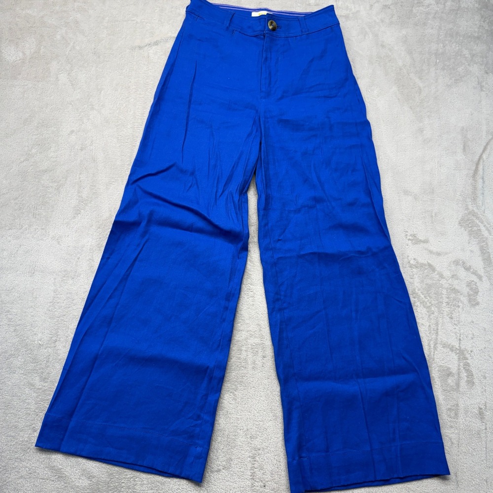 Maeve Pants Womens 26 Colette Wide Leg Cobalt Blue Linen Blend High Rise Trouser